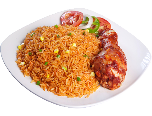 Jellof rice and chicken/fish